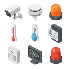 Log warning alert vector light system icon motion temperature detector center data