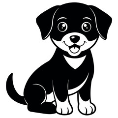 cute cartoon puppy sitting and smiling  vector  wh.eps