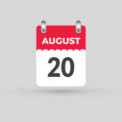August 20 calendar Date Month icon