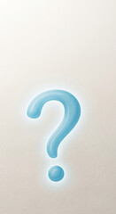 Naklejka premium Light blue question mark on light beige background, glossy texture, ample free space for text or logo, symbolizes inquiry, curiosity, or uncertainty