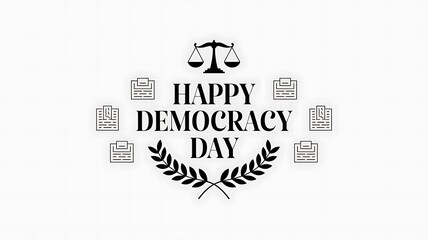 happy international democracy day quote typography text with freedom and justice theme 