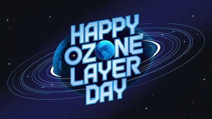 happy ozone layer preservation day quote typography text with earth and environment theme