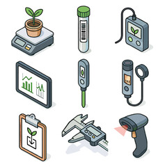 Logger scale plant id vector sample light isometric barcoded data intensity clipboard