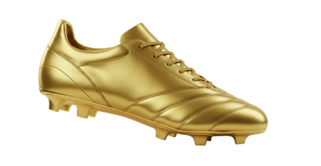 golden football boots isolated on transparent cutout background, cut out, png