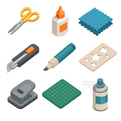 Media icon textile spray mixed scissors sheet tool tools fixative mat stencil