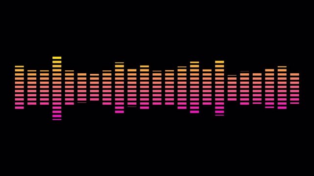 dio waveform spectrum animation on black background.Digital simple equalizer (sound wave)
 Line audio wave visualization voice record. Abstract sound wave background. Animated sound wave spectrum.


 