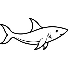 Obraz premium Minimalist Line Art Vector of Squatina Squatina Shark for Commercial UseSquatina Shark Line Art,Minimalist Angel Shark Vector, 