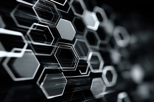 Futuristic technology background with a glowing hexagonal grid and abstract data connections - Powered by Adobe