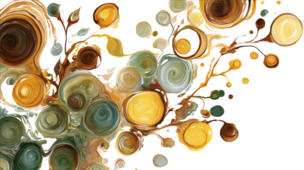 Abstract Nature Art: Abstract art inspired by nature, with swirling organic shapes and earthy tones, isolated on a Transparent background, PNG file.