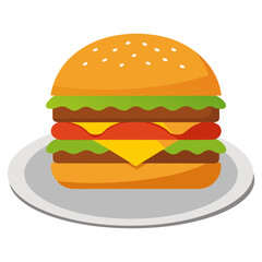 Vector art illustration of a fast food cheeseburger