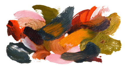Abstract Nature Art: Abstract nature-inspired art with bold brushstrokes and organic shapes, isolated on a Transparent background, PNG file.