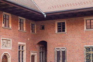 Wawel Royal Castle courtyard with red brick facade