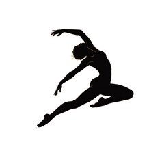 Dancer’s silhouette leaps mid-air, expressing grace, strength, and fluid motion. Silhouette of a man jumping