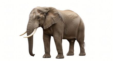 Fototapeta premium Majestic African Elephant Isolated on White Background