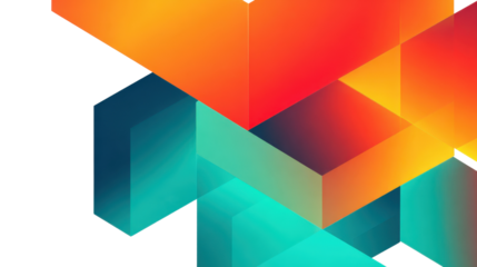 Abstract design featuring angular shapes and gradient colors, isolated on a Transparent background, PNG file.