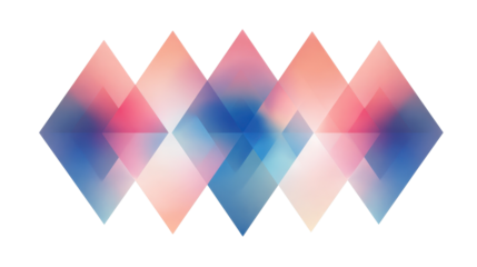 Abstract design featuring diamond shapes with color transitions, isolated on a Transparent background, PNG file.