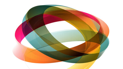 Abstract design with intersecting circular arcs, isolated on a Transparent background, PNG file.
