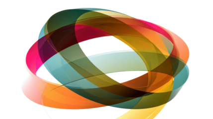 Abstract design with intersecting circular arcs, isolated on a Transparent background, PNG file.