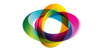 Abstract design with intersecting circular arcs, isolated on a Transparent background, PNG file.