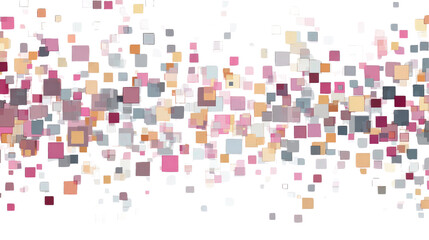 Abstract design with randomly placed square tiles, isolated on a Transparent background, PNG file.