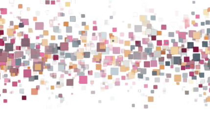 Abstract design with randomly placed square tiles, isolated on a Transparent background, PNG file.