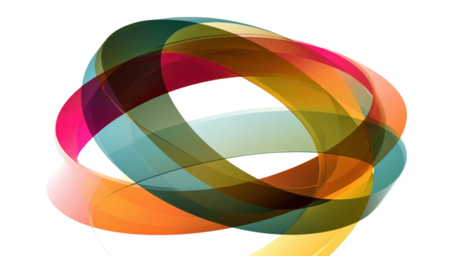 Abstract design with intersecting circular arcs, isolated on a Transparent background, PNG file.