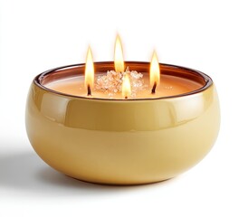 Bowl-shaped candle with three flames