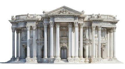 Obraz premium Classic Architecture: Iconic classical architecture with grand columns, arches, and intricate facades, isolated on a Transparent background, PNG file.