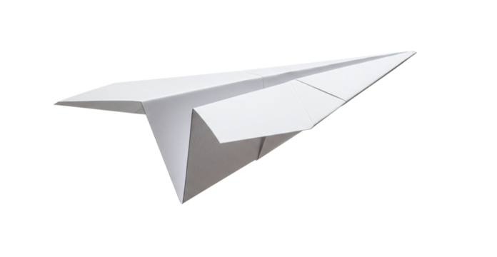 paper plane, isolated on transparent cutout background, cut out, png