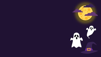Spooky Halloween background illustration animation of ghost