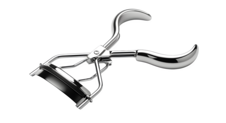 Eyelash curler with metallic shine, isolated on white background