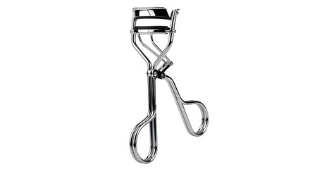 Eyelash curler with metallic shine, isolated on white background