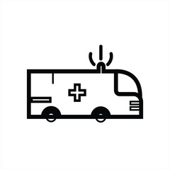 A clean, simple line-art vector icon of an ambulance. Ideal for medical and emergency-related graphics, websites, and user interfaces.