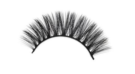 False eyelashes in curved shape with clear band, isolated on white background