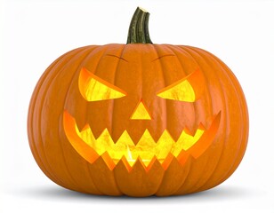 Fototapeta premium Carved pumpkin with an evil face