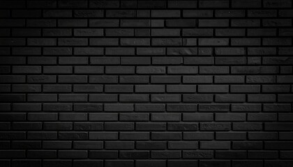 Dark black brick wall with uniform horizontal pattern and subtle texture.