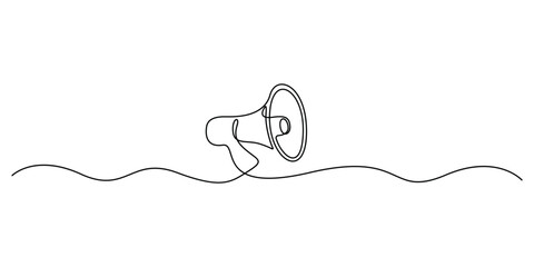 Continuous one line art drawing of megaphone speaker for news and promotion. Isolated on white background  vector illustration © aminul788