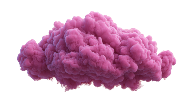 A vibrant pink cloud isolated on transparent background