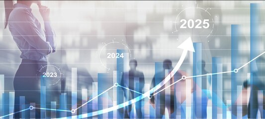 Financial background, economic growth 2023-2025. Abstract background