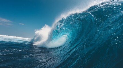 Ocean wave crashing blue water sea surfing photography stock image