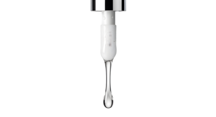 Lip gloss wand applicator dripping gloss, isolated on white background