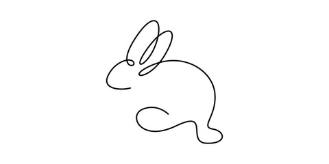 Obraz premium Rabbit single line drawing. Minimalist rabbit outline vector illustration