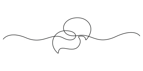 Obraz premium Speech bubbles continuous one line drawing, Empty speech bubbles minimalist linear black sketch vector illustration 