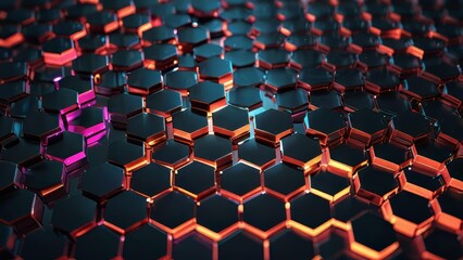 Fototapeta premium Corporate secure storage background with digital hexagon cells