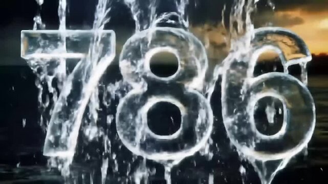 Number 786 Formed from Flowing Water