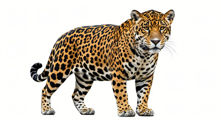 Naklejka premium Jaguar on White: Majestic Feline Portrait
