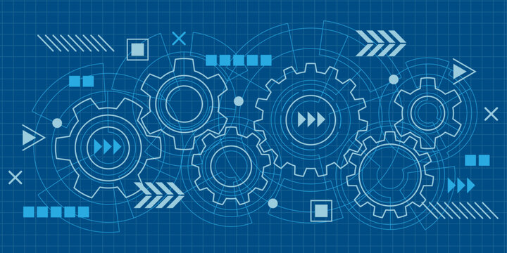 Gears. New technologies. Engineering industry. Futuristic circle elements. Vector illustration.