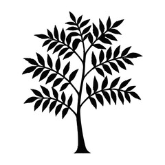 Obraz premium A stylized vector silhouette of a black and white tree with intricate leaf and branch illustrations, perfect for eco-friendly logo designs or spring art