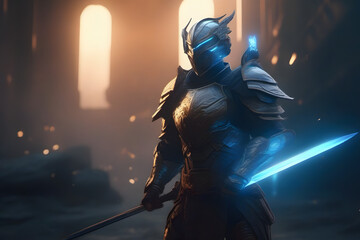 Naklejka premium Humanoid AI Robot in Futuristic Technology Concept