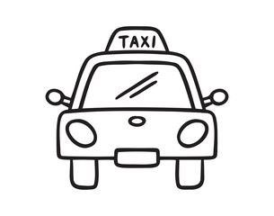 taxi car front view icon doodle hand drawn. Outline line drawing clipart symbol